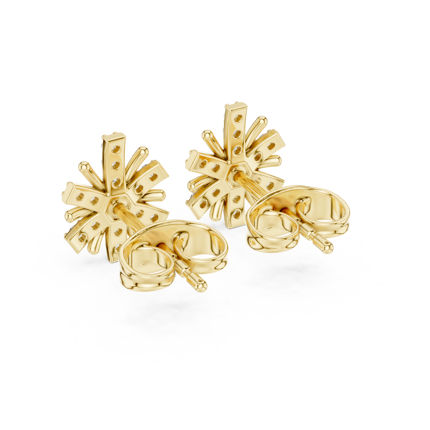 Floral Burst Diamond Stud Earrings | Radiant Bloom Design