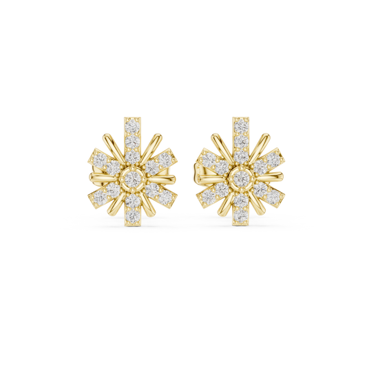 Floral Burst Diamond Stud Earrings | Radiant Bloom Design