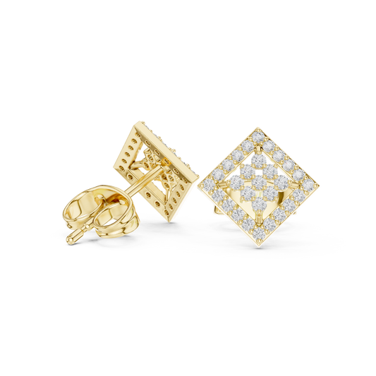 Geometric Diamond Stud Earrings | Contemporary Square Elegance