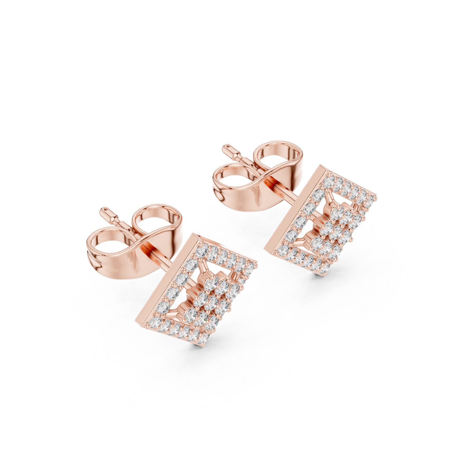 Geometric Diamond Stud Earrings | Contemporary Square Elegance