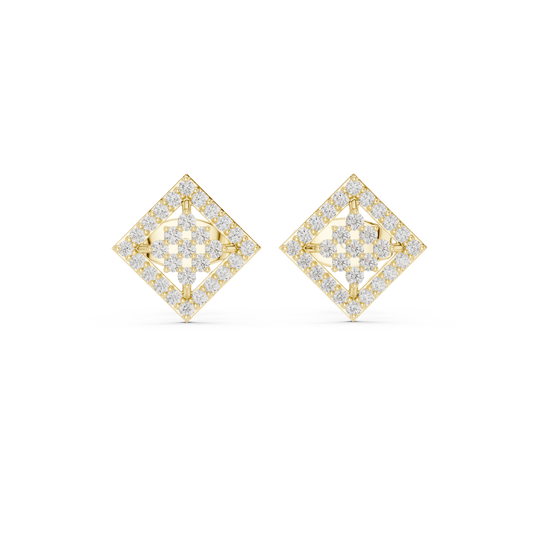 Geometric Diamond Stud Earrings | Contemporary Square Elegance