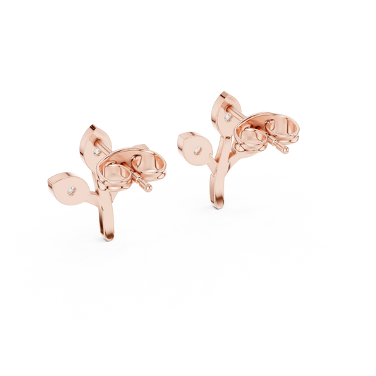 Leaf-Inspired Diamond Stud Earrings – Rose Gold