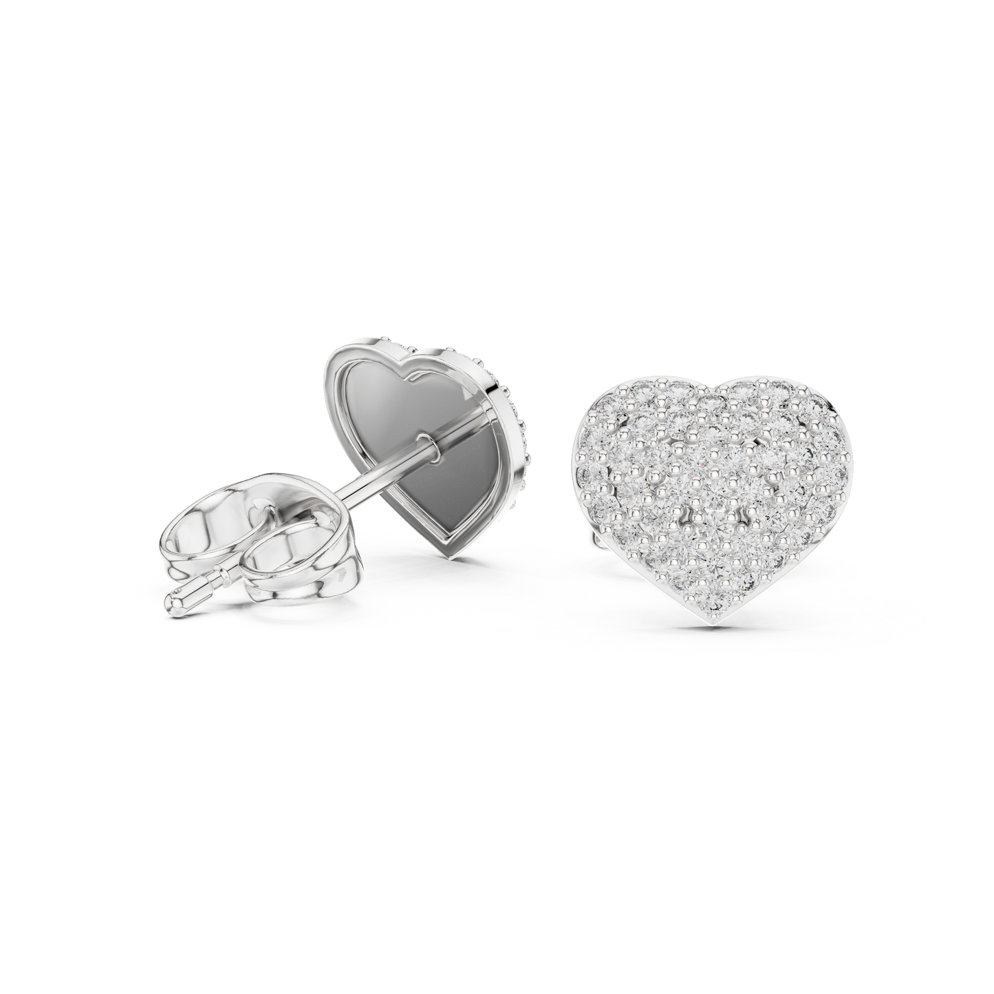 Pavé Diamond Heart Stud Earrings – Rose Gold