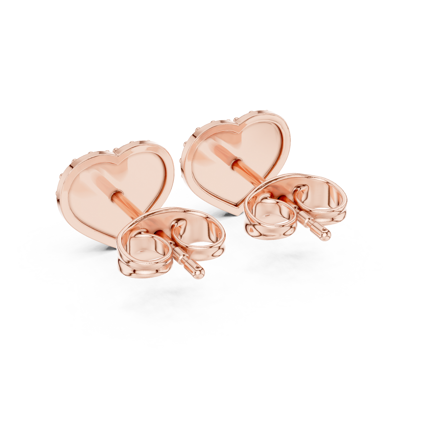 Pavé Diamond Heart Stud Earrings – Rose Gold