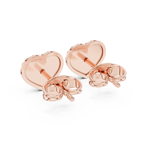 Pavé Diamond Heart Stud Earrings – Rose Gold