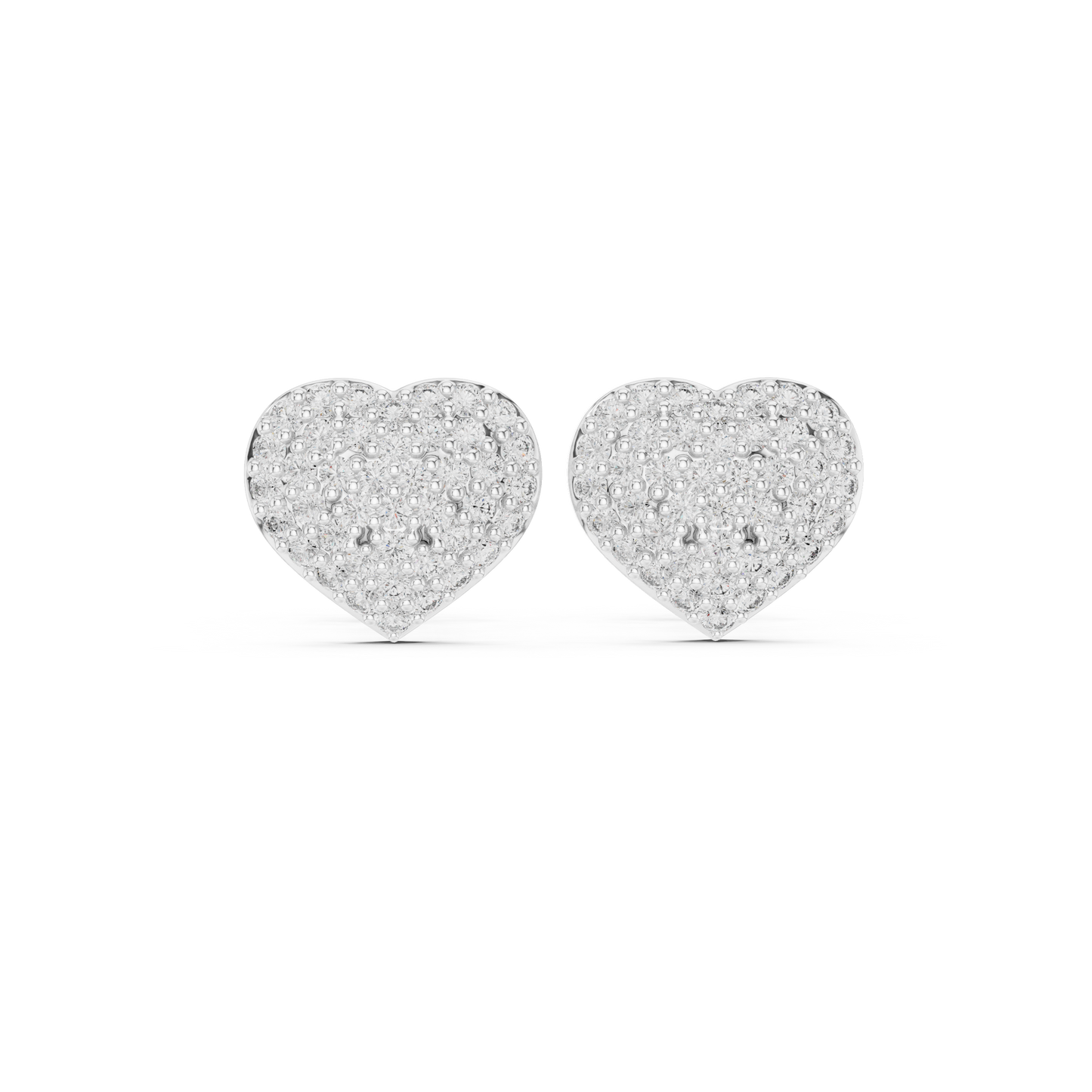 Pavé Diamond Heart Stud Earrings – Rose Gold