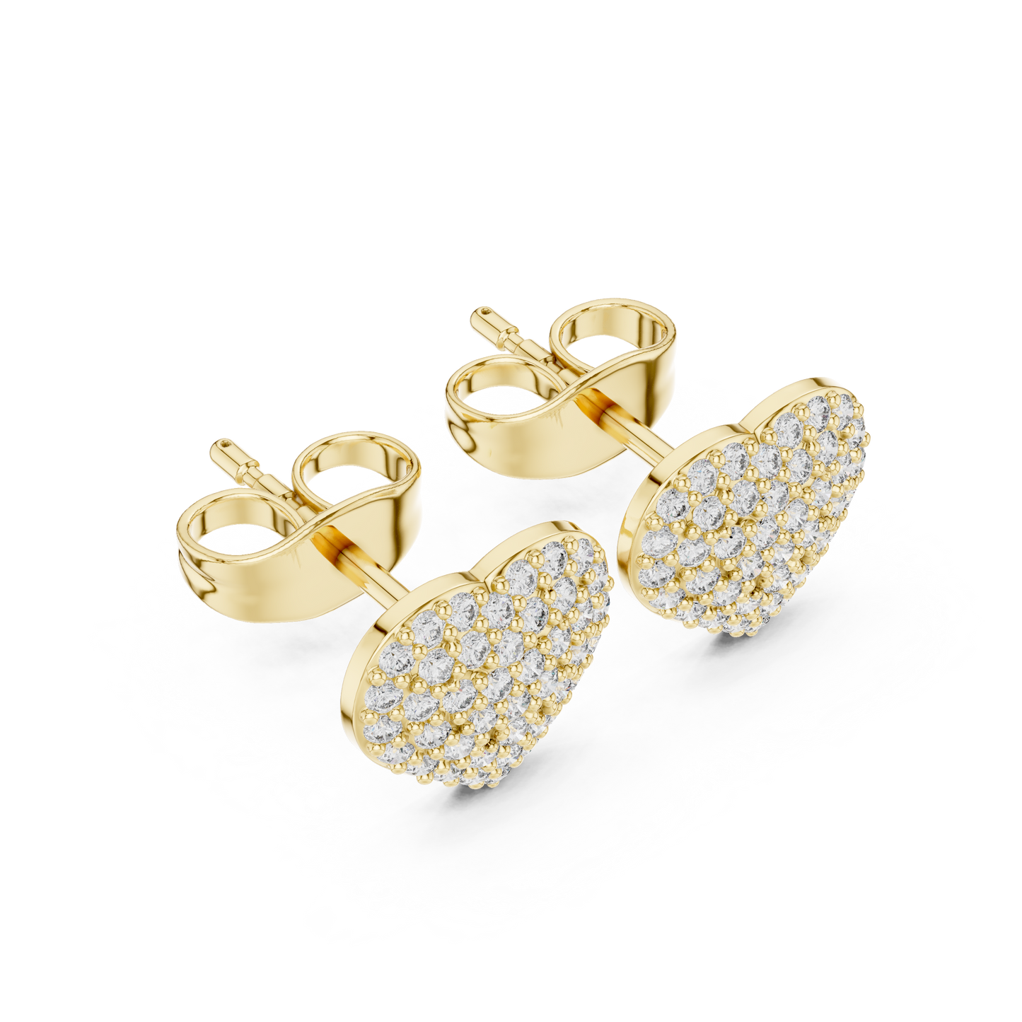 Pavé Diamond Heart Stud Earrings – Rose Gold