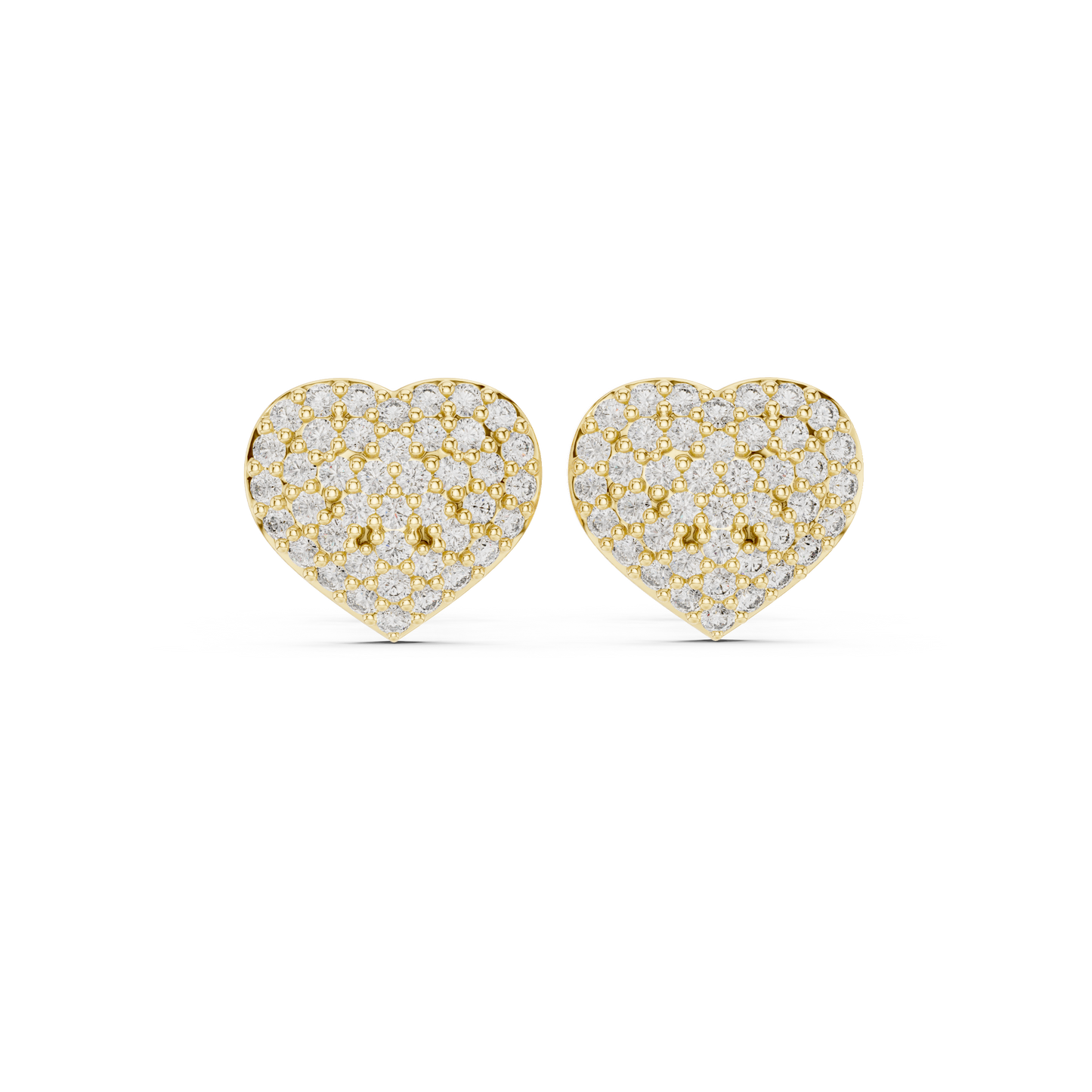 Pavé Diamond Heart Stud Earrings – Rose Gold