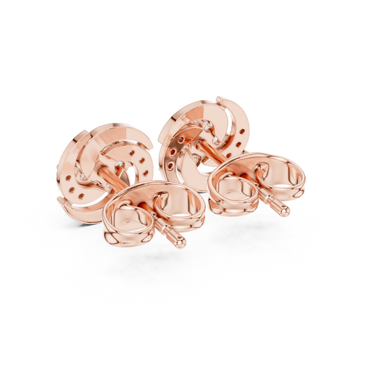 Diamond Halo Circle Stud Earrings – Rose Gold