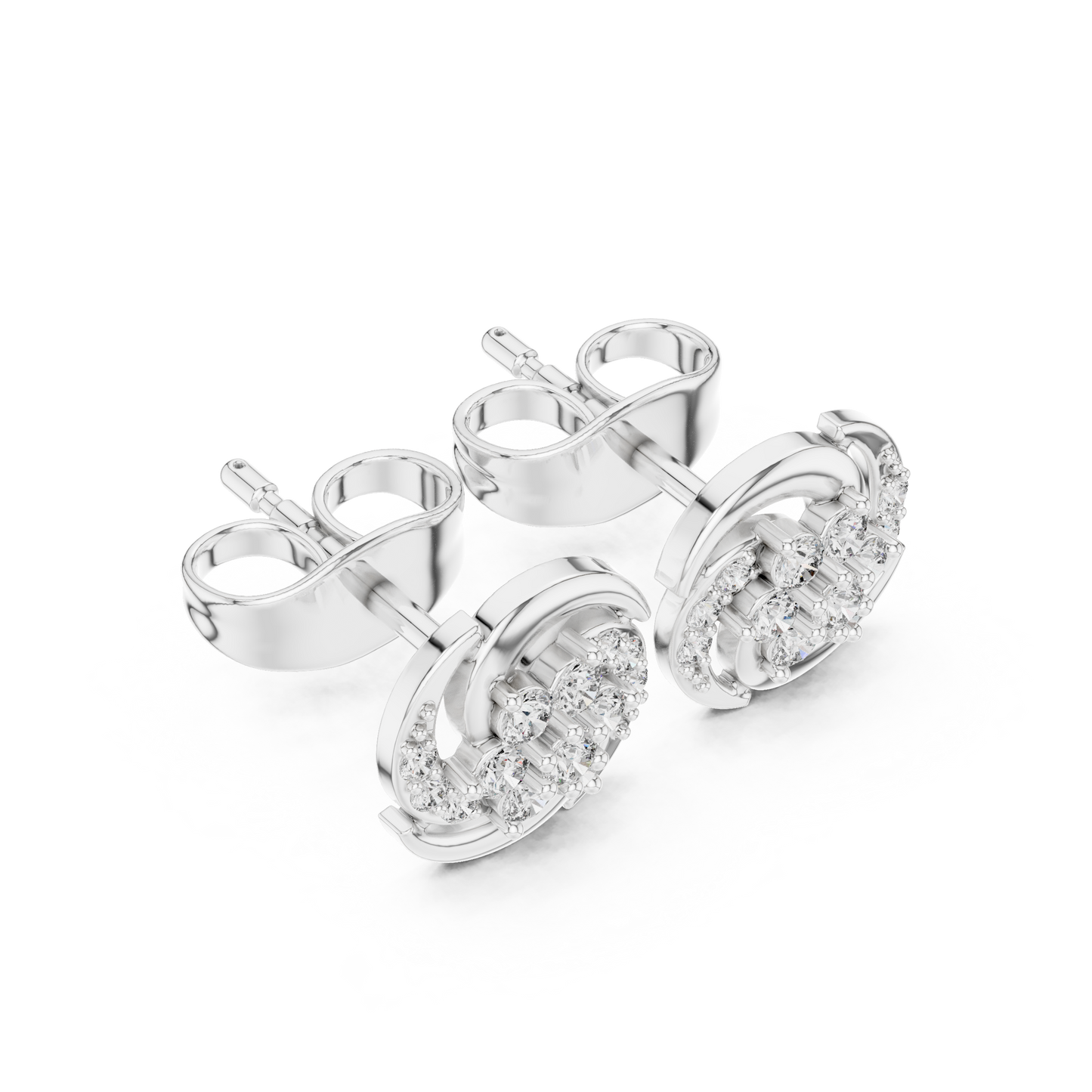 Diamond Halo Circle Stud Earrings – Rose Gold