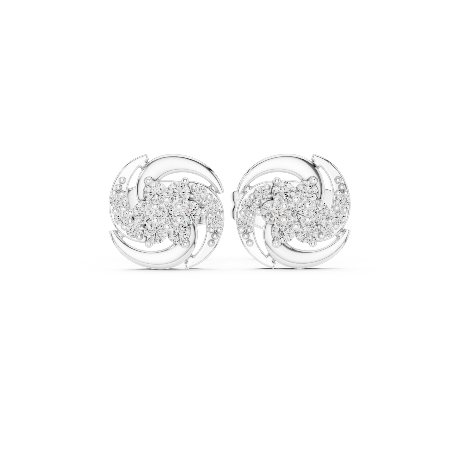 Diamond Halo Circle Stud Earrings – Rose Gold