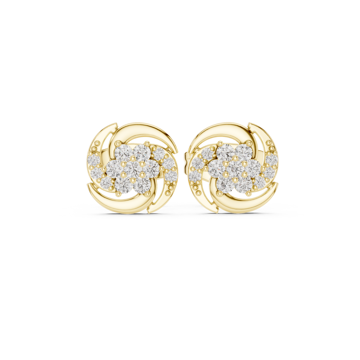 Diamond Halo Circle Stud Earrings – Rose Gold