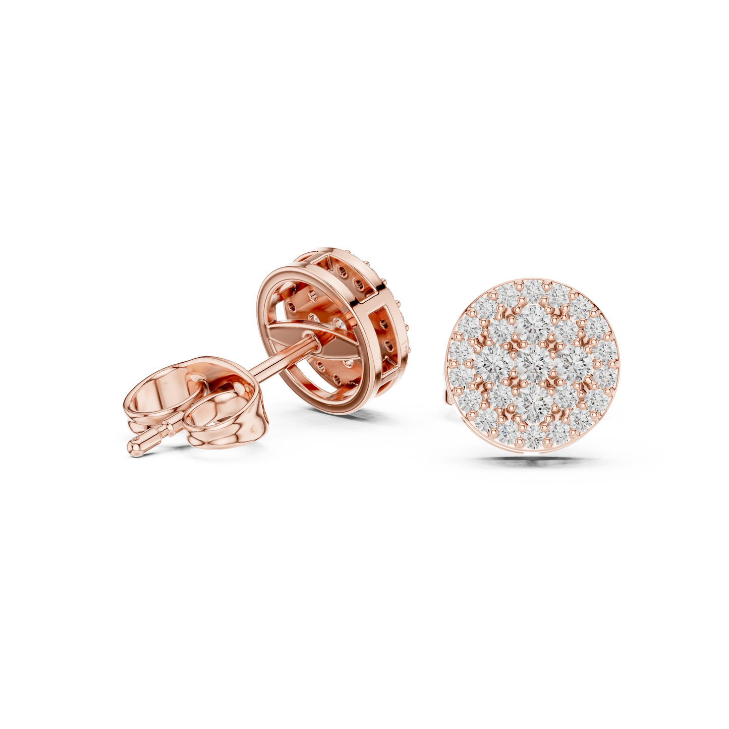 Pavé Cluster Stud Earrings – Rose Gold Finish