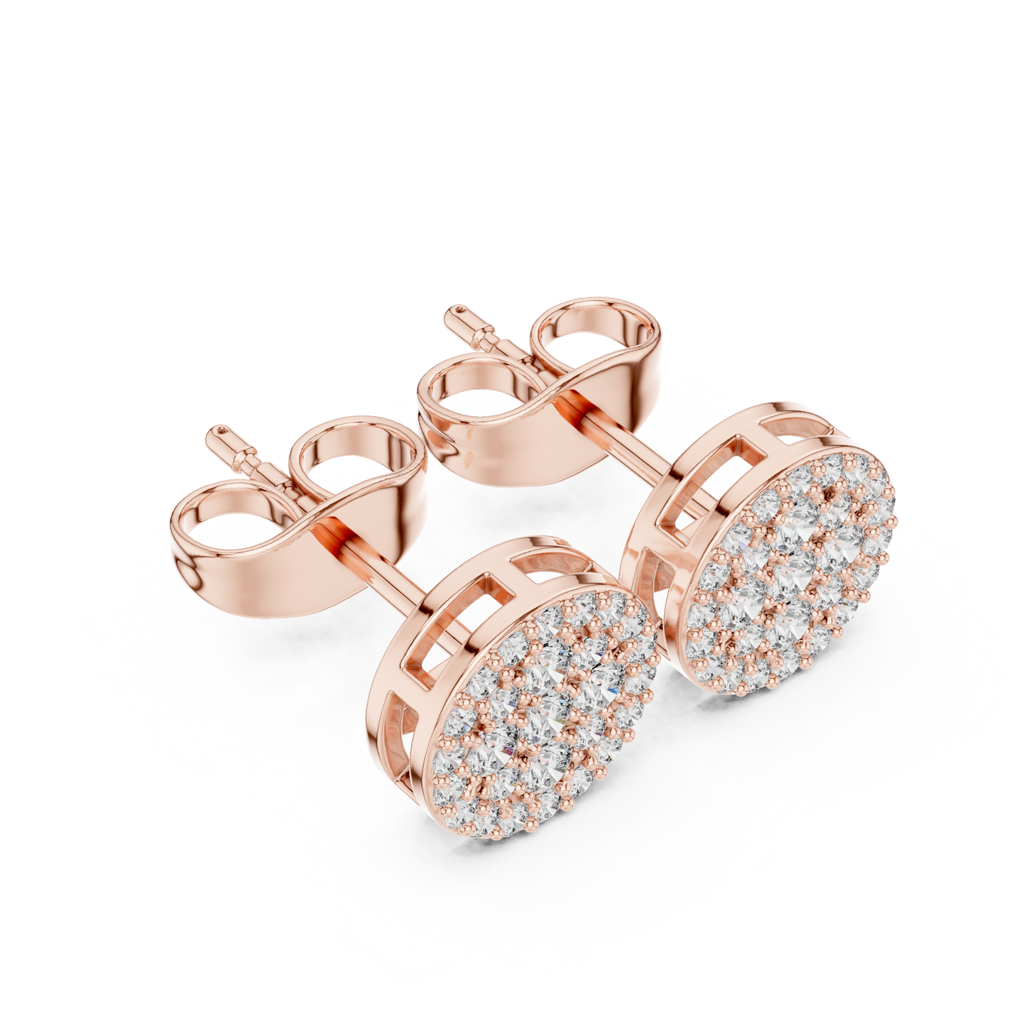 Pavé Cluster Stud Earrings – Rose Gold Finish