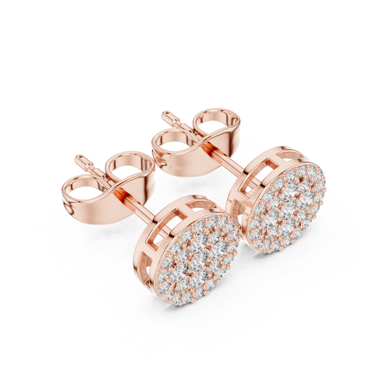 Pavé Cluster Stud Earrings – Rose Gold Finish