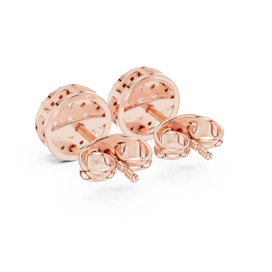 Pavé Cluster Stud Earrings – Rose Gold Finish