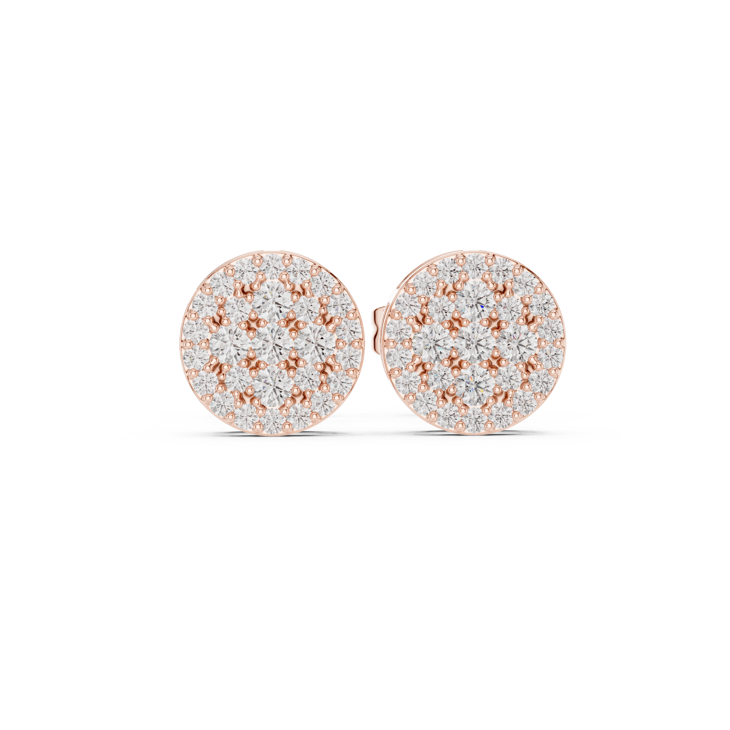 Pavé Cluster Stud Earrings – Rose Gold Finish