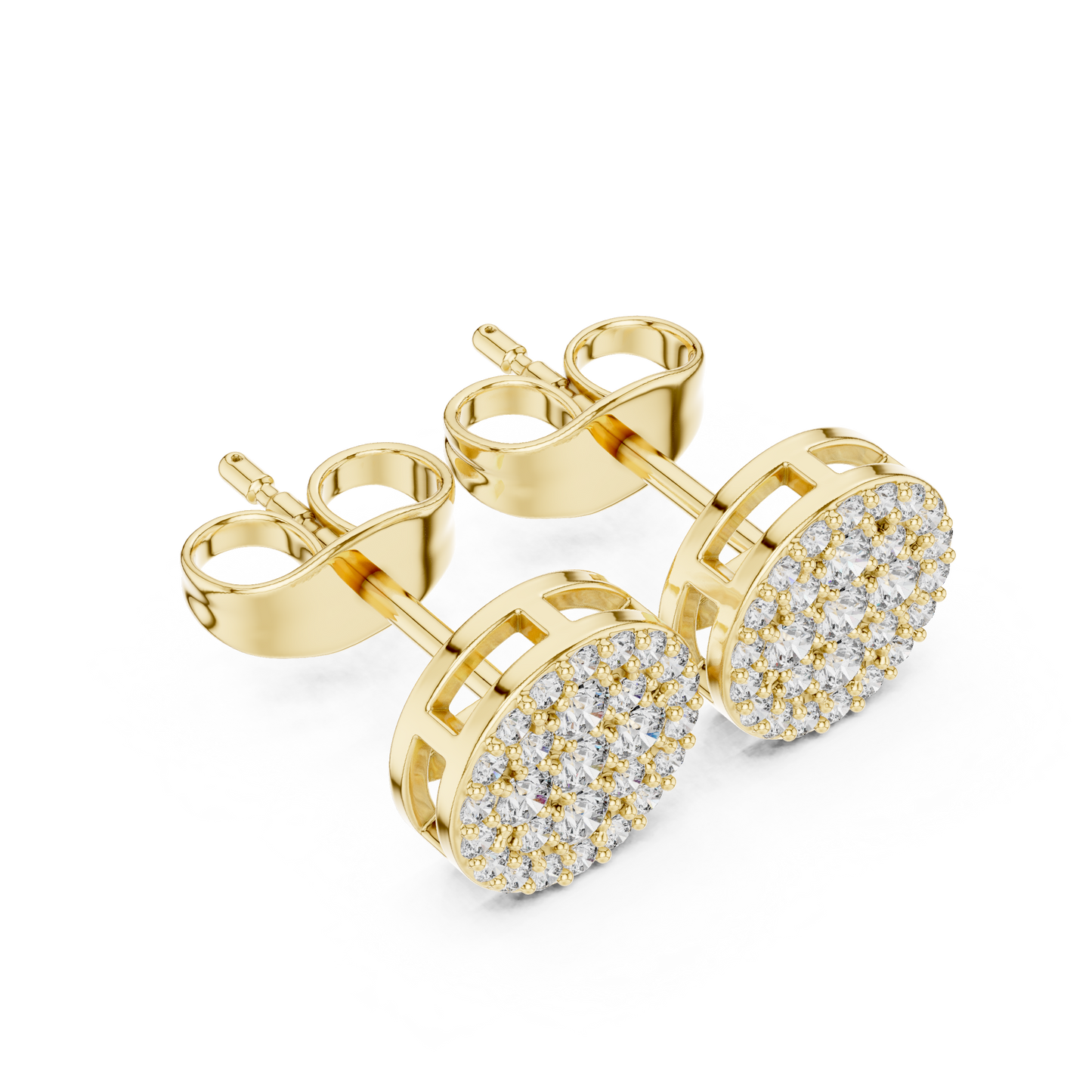 Pavé Cluster Stud Earrings – Rose Gold Finish