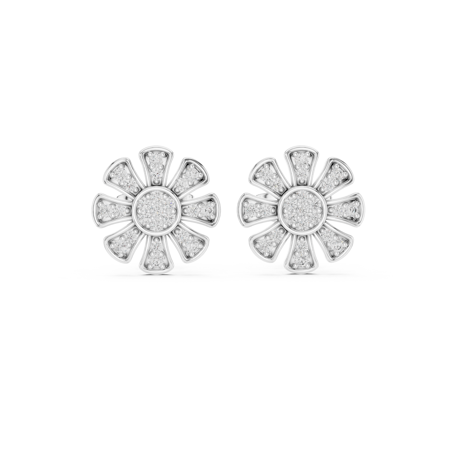 Floral Diamond Stud Earrings – Rose Gold Finish