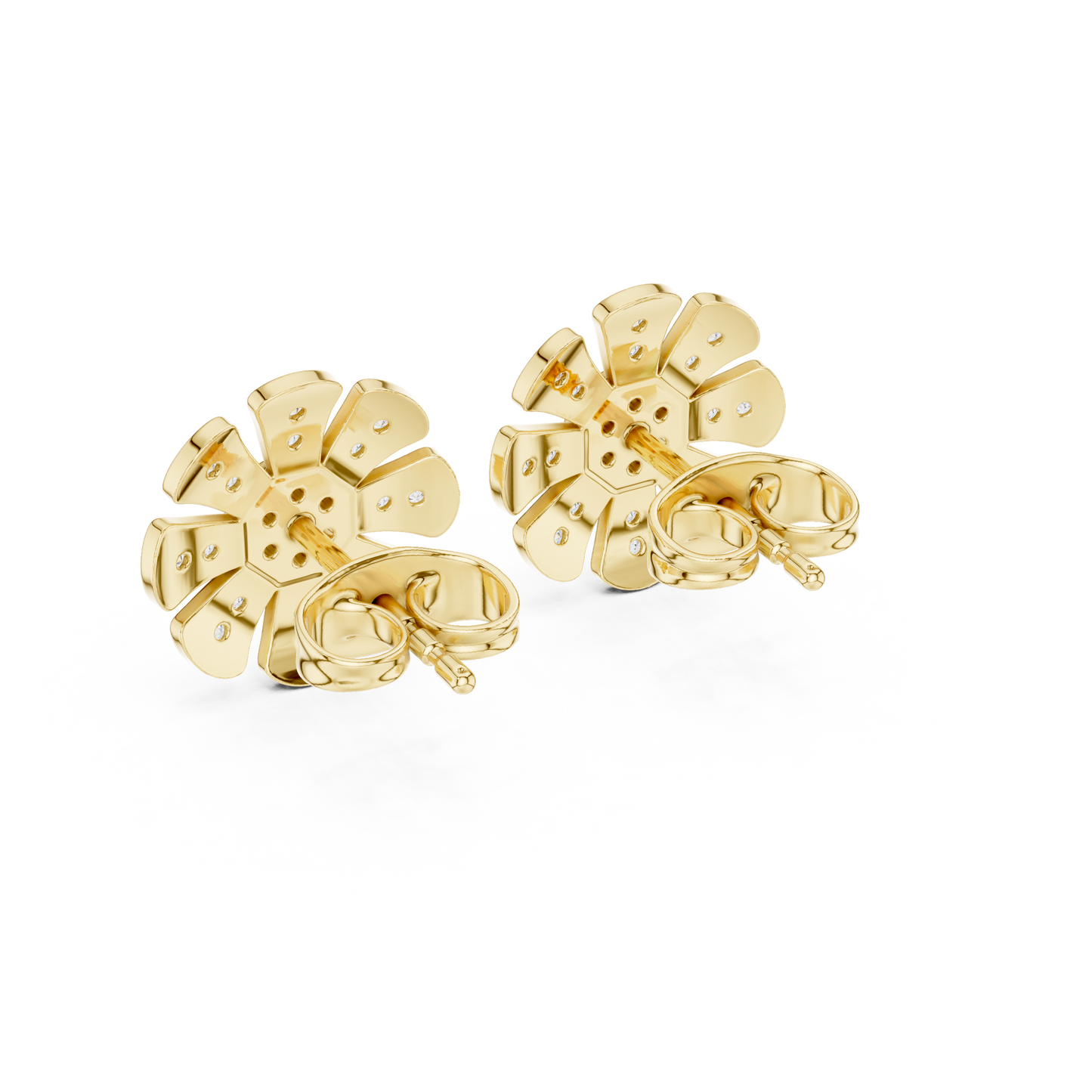 Floral Diamond Stud Earrings – Rose Gold Finish
