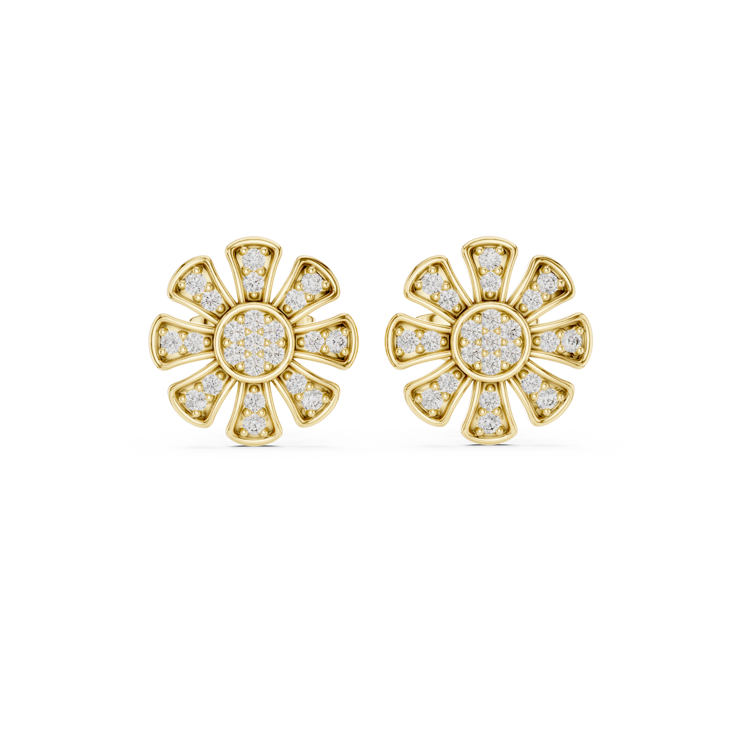 Floral Diamond Stud Earrings – Rose Gold Finish