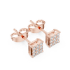 Princess-Cut Diamond Cluster Stud Earrings – Rose Gold Finish