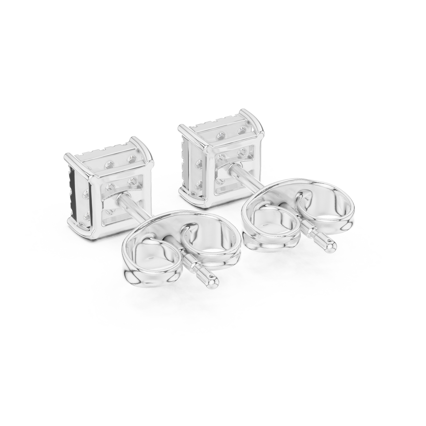 Princess-Cut Diamond Cluster Stud Earrings – Rose Gold Finish