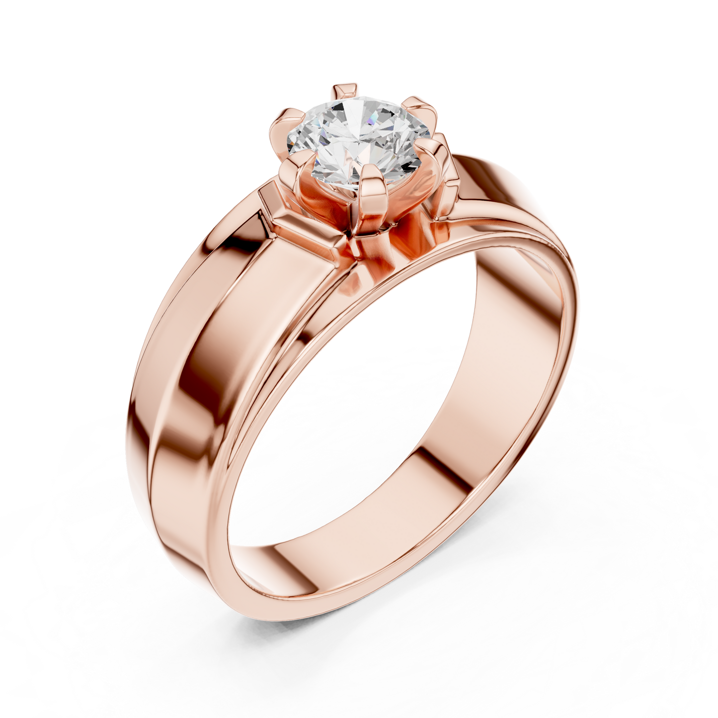 Men’s Solitaire Diamond Ring | Classic 6-Prong Setting Band