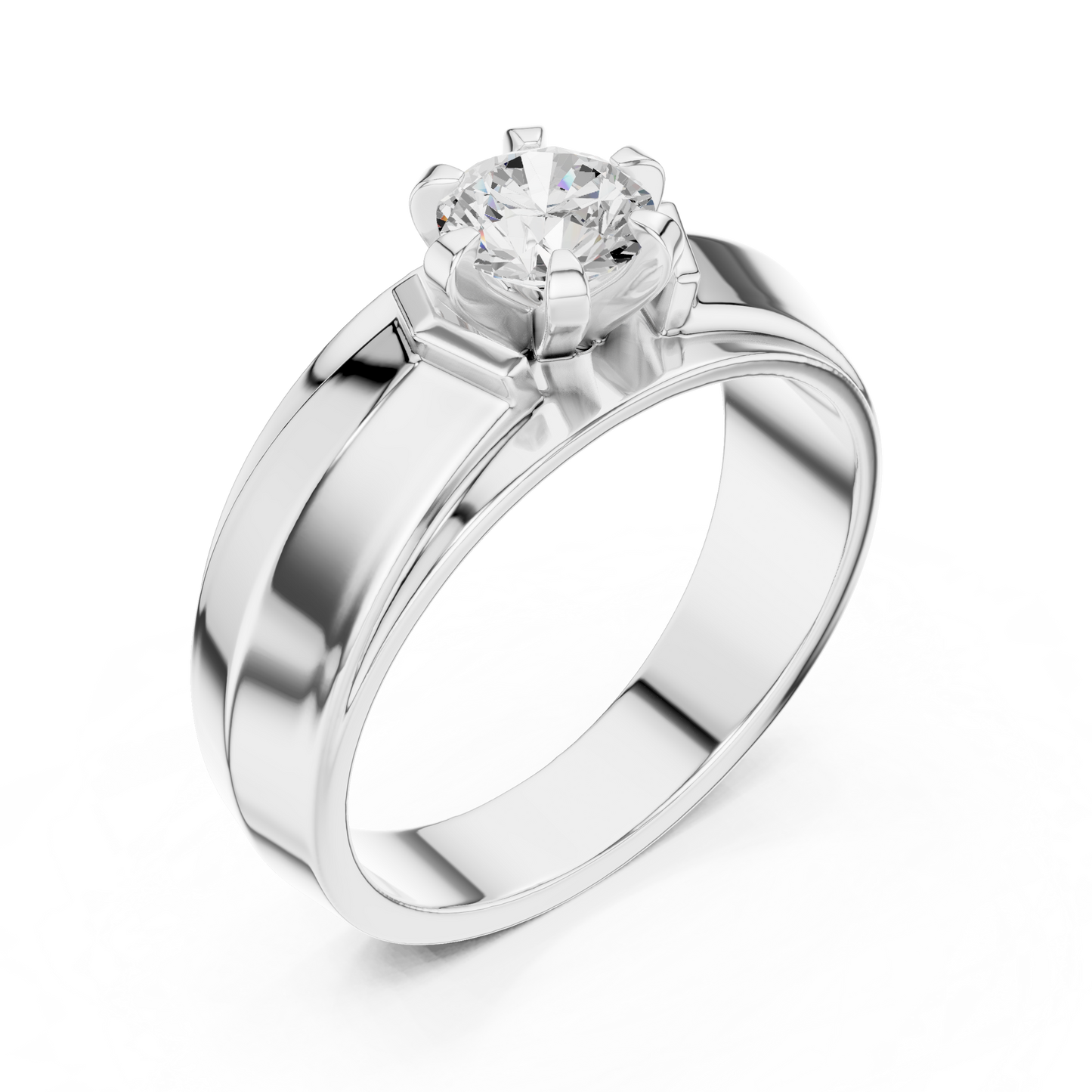 Men’s Solitaire Diamond Ring | Classic 6-Prong Setting Band