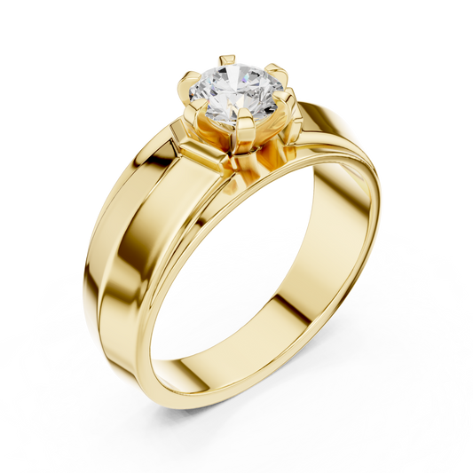 Men’s Solitaire Diamond Ring | Classic 6-Prong Setting Band