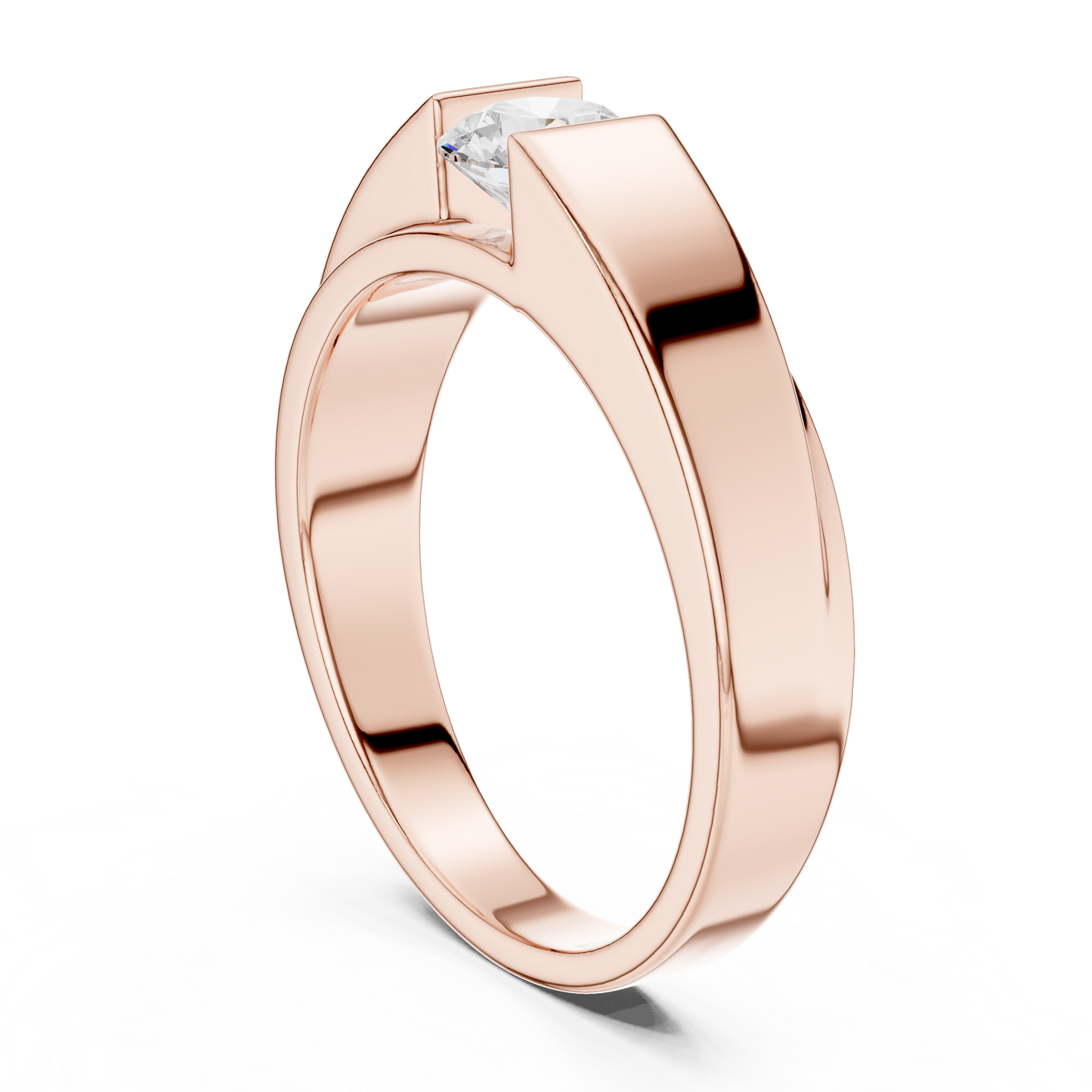 Men’s Modern Channel-Set Solitaire Ring | Sleek Tension Style
