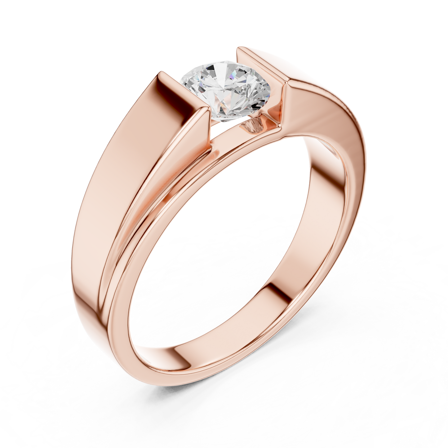 Men’s Modern Channel-Set Solitaire Ring | Sleek Tension Style