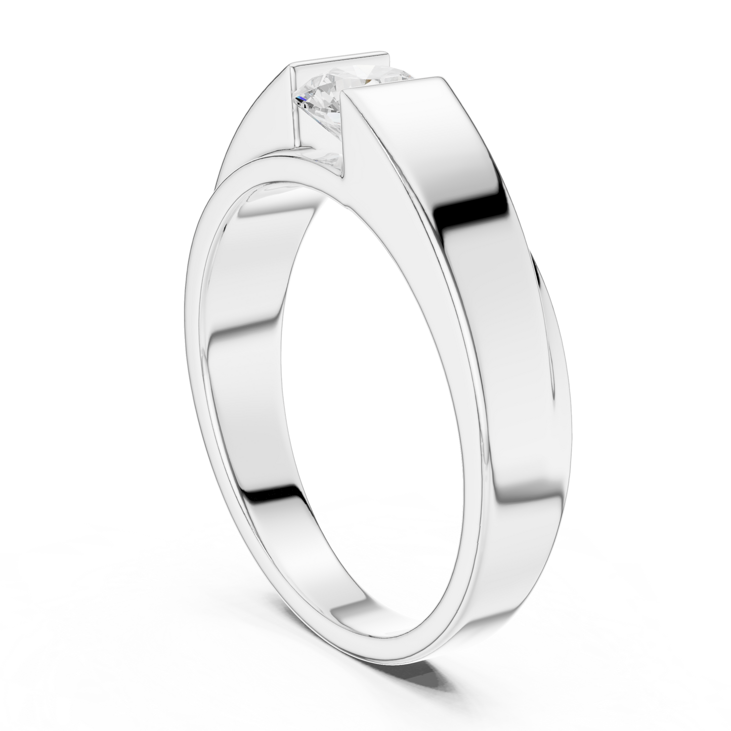 Men’s Modern Channel-Set Solitaire Ring | Sleek Tension Style