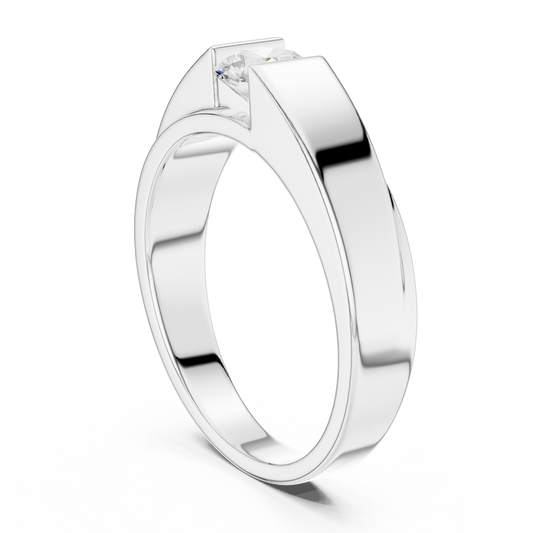 Men’s Modern Channel-Set Solitaire Ring | Sleek Tension Style