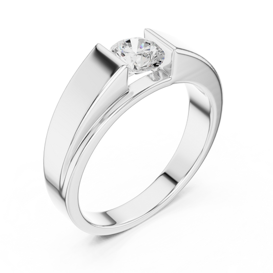 Men’s Modern Channel-Set Solitaire Ring | Sleek Tension Style