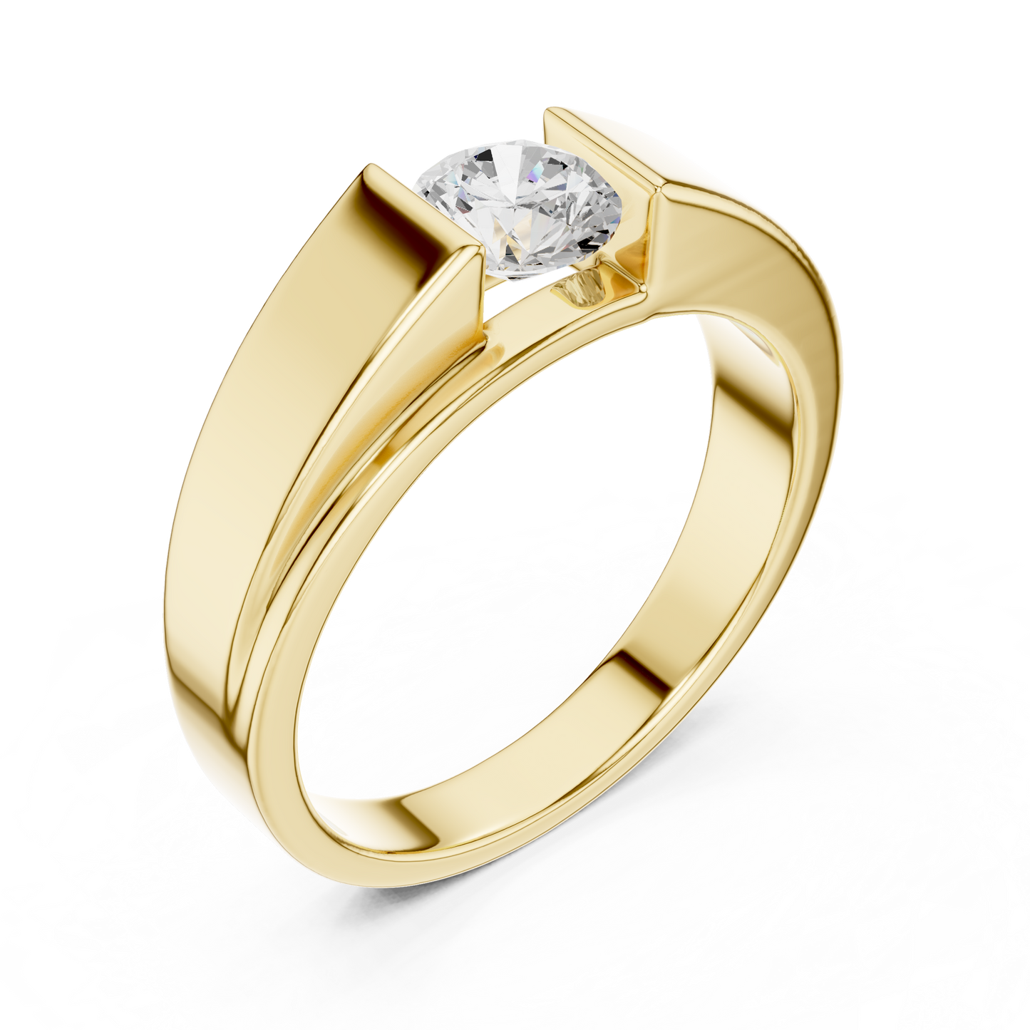 Men’s Modern Channel-Set Solitaire Ring | Sleek Tension Style