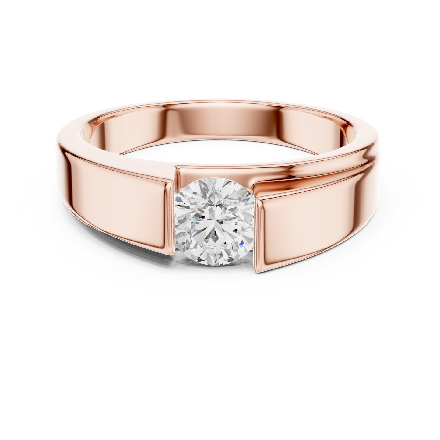 Men’s Modern Channel-Set Solitaire Ring | Sleek Tension Style
