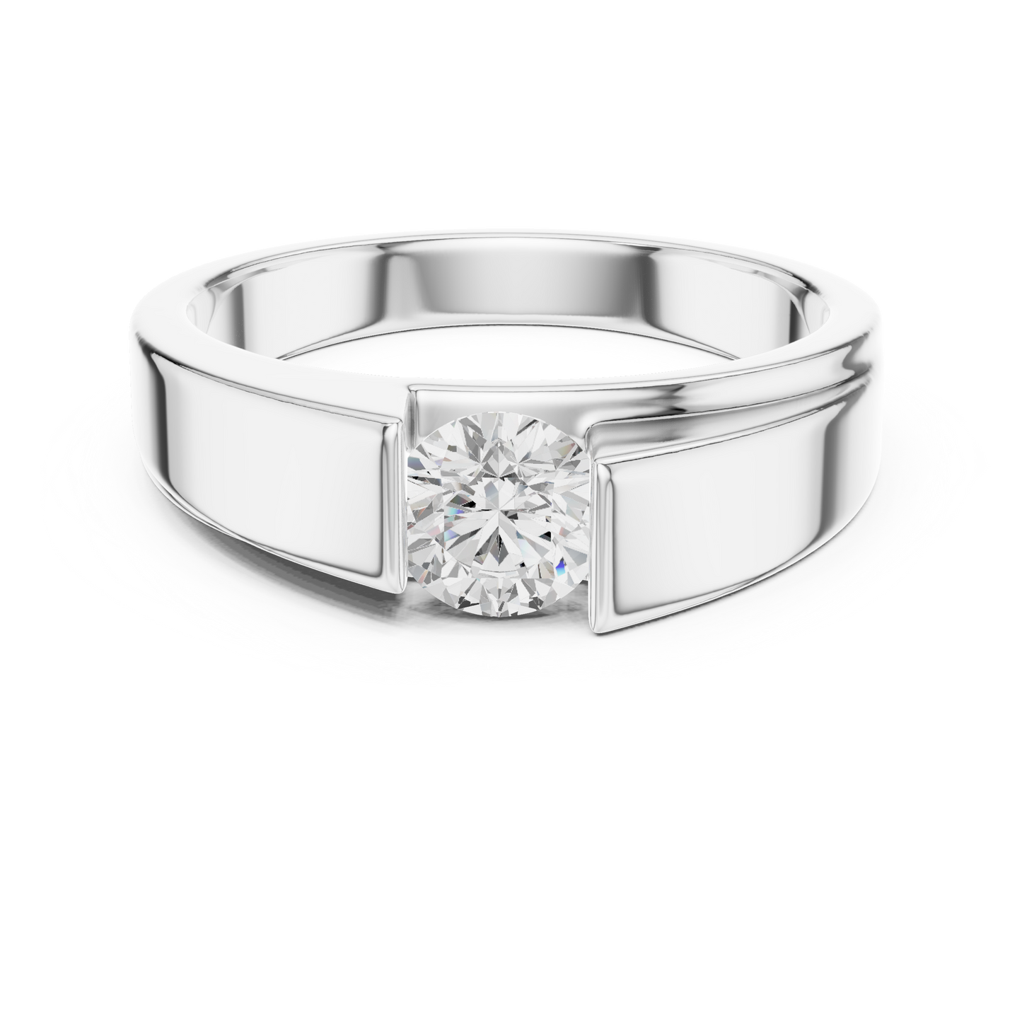 Men’s Modern Channel-Set Solitaire Ring | Sleek Tension Style