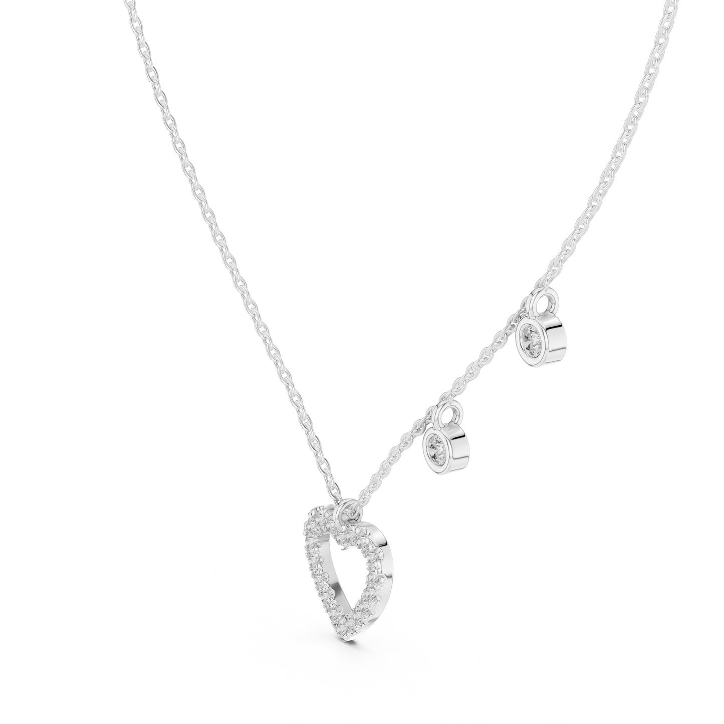 Heart Diamond Pendant Necklace with Dangling Accents – Rose Gold
