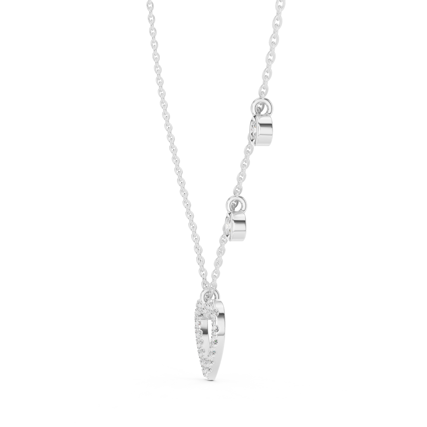 Heart Diamond Pendant Necklace with Dangling Accents – Rose Gold