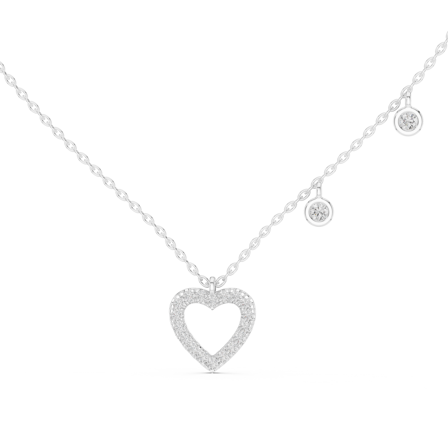 Heart Diamond Pendant Necklace with Dangling Accents – Rose Gold