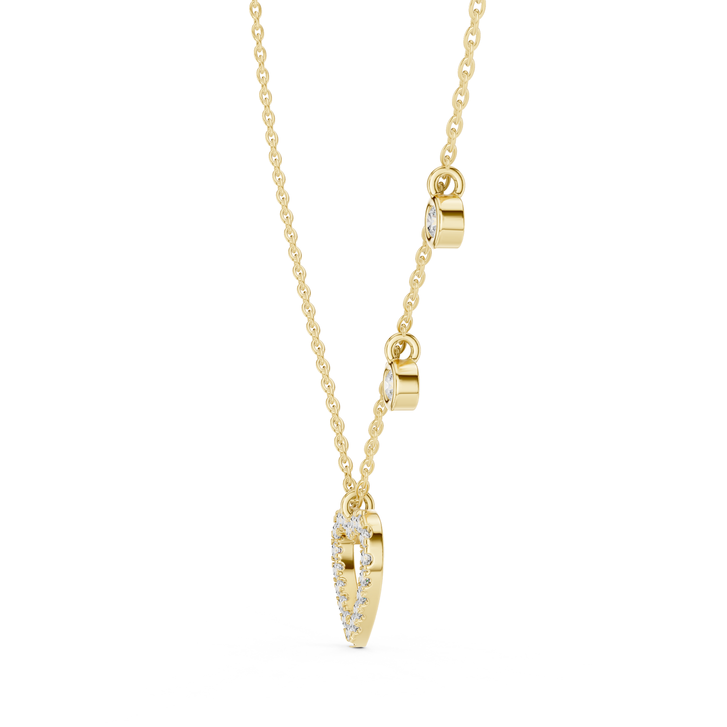 Heart Diamond Pendant Necklace with Dangling Accents – Rose Gold