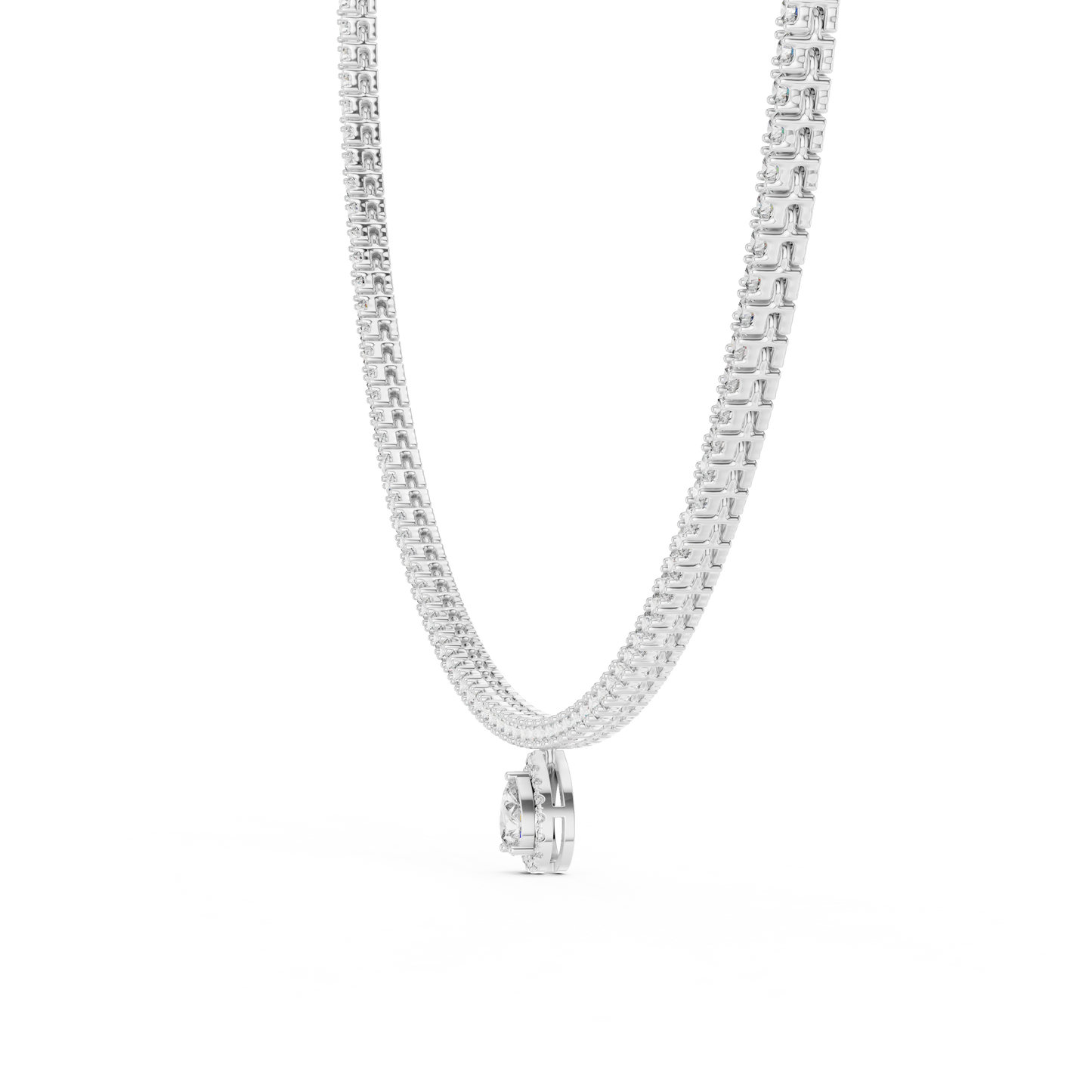 Double Line Diamond Necklace with Pear Drop Pendant – Rose Gold