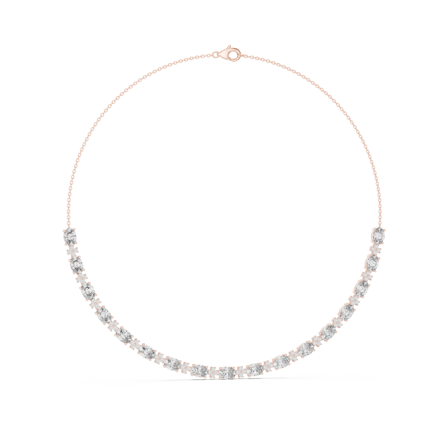 Graduated Mixed-Cut Diamond Necklace – Rose Gold