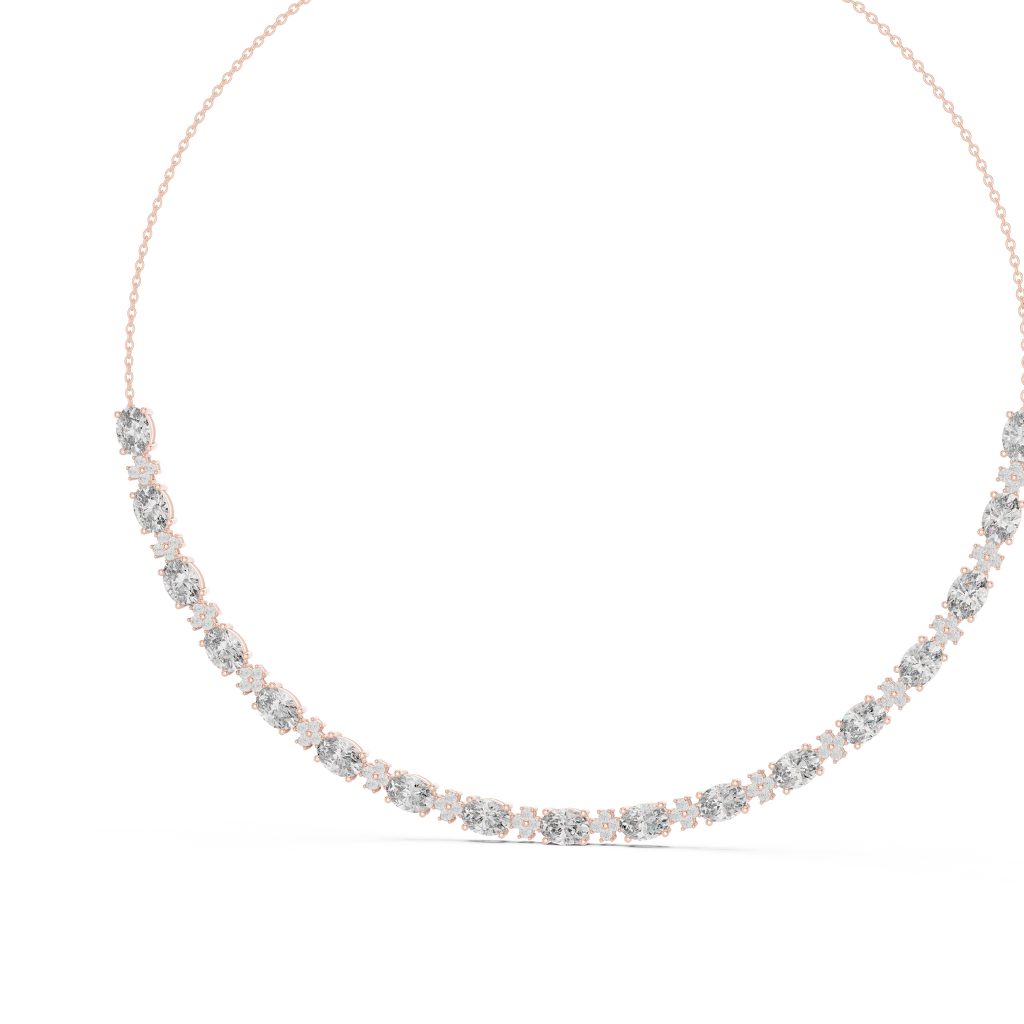 Graduated Mixed-Cut Diamond Necklace – Rose Gold