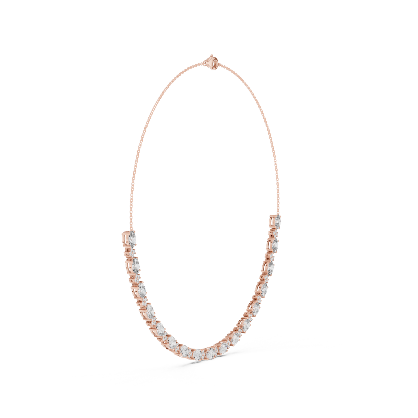 Graduated Mixed-Cut Diamond Necklace – Rose Gold