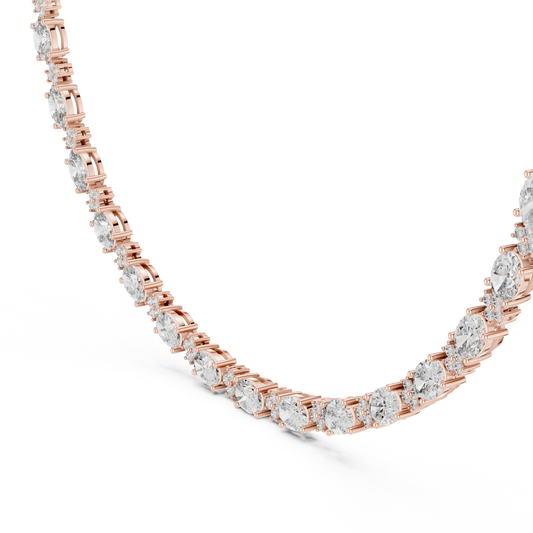Graduated Mixed-Cut Diamond Necklace – Rose Gold