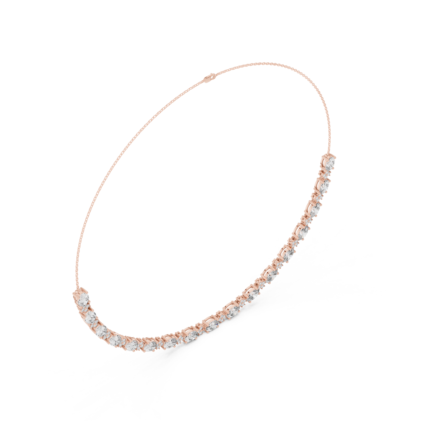 Graduated Mixed-Cut Diamond Necklace – Rose Gold
