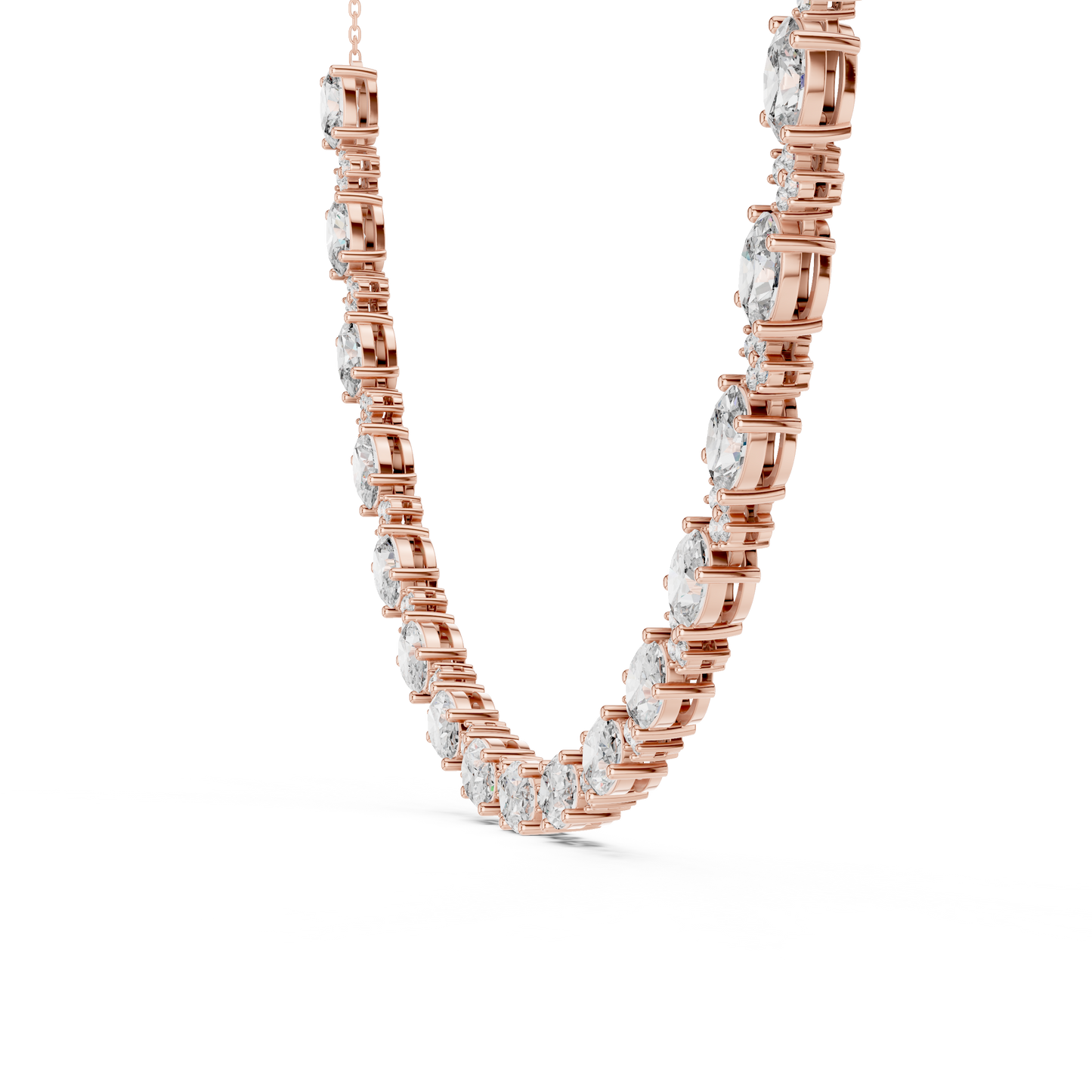 Graduated Mixed-Cut Diamond Necklace – Rose Gold