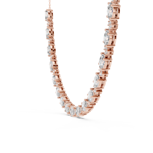 Graduated Mixed-Cut Diamond Necklace – Rose Gold